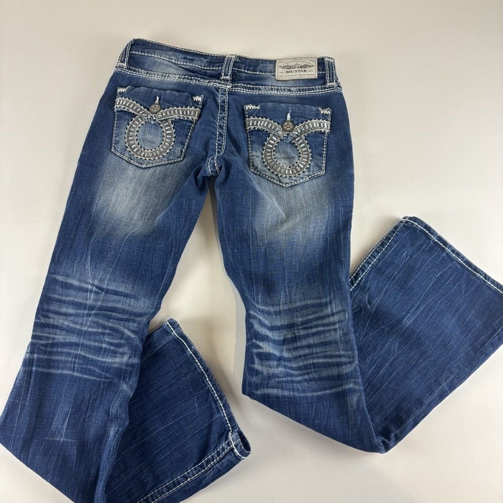 Big Star Jeans Womens 29R Denim Low Rise Sweet Flare Pocket Embroidered - Picture 8 of 16